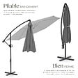 TECTAKE - Parasol à pied central pivotant 360 degrés inclinable gris double toit en polyester 3x3 m - vignette