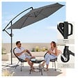 TECTAKE - Parasol à pied central pivotant 360 degrés inclinable gris double toit en polyester 3x3 m - vignette