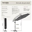 TECTAKE - Parasol à pied central pivotant 360 degrés inclinable gris double toit en polyester 3x3 m - vignette