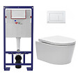 SWISS AQUA TECHNOLOGIES - Pack WC bâti-autoportant + WC SAT sans bride fixations invisibles + Abattant softclose + Plaque blanche (SMART-SATrimless-M270) - vignette
