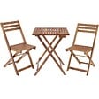 TECTAKE - Ensemble de bistrot marron pliable résistant aux intempéries pour 2 personnes en bois d'acacia huilé et acier galvanisé - vignette
