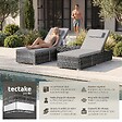 TECTAKE - chaise longue double en rotin polyrotin gris avec table et dossier réglable - vignette