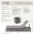 TECTAKE - chaise longue double en rotin polyrotin gris avec table et dossier réglable - vignette