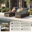 TECTAKE - Chaise longue double rotin naturel extérieur dossier réglable avec table et verre - vignette