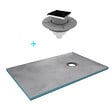 AURLANE - Receveur de Douche à Carreler 140x90 cm avec Bondes à Sortie Verticale - Grille Noire - vignette