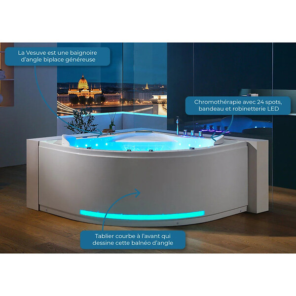 DISTRIBAIN - Baignoire balnéo Vesuve 81 jets Whirlpool - large