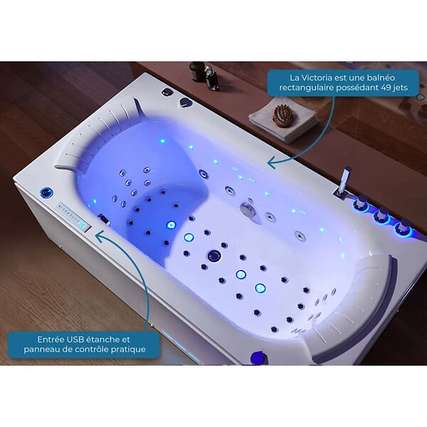DISTRIBAIN - Baignoire balnéo Victoria 49 jets - large