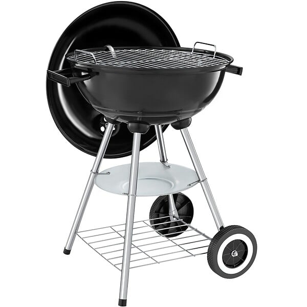 TECTAKE - Barbecue sphérique à 2 roues, Ø 41,5 cm, cendrier amovible noir/gris - large