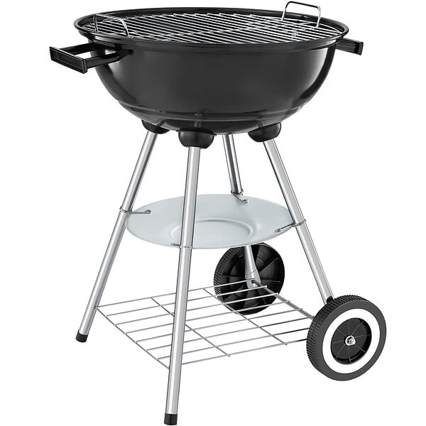 TECTAKE - Barbecue sphérique à 2 roues, Ø 41,5 cm, cendrier amovible noir/gris - large