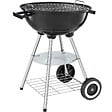TECTAKE - Barbecue sphérique à 2 roues, Ø 41,5 cm, cendrier amovible noir/gris - vignette