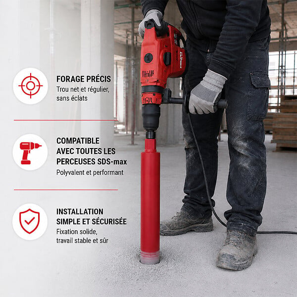 GT MARKET - Couronne diamant Ø 71 mm avec adaptateur pour perceuse et perforateur SDS-max - large