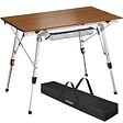 TECTAKE - Table de camping Tina en aluminium, pliable et réglable en hauteur aspect bois - vignette