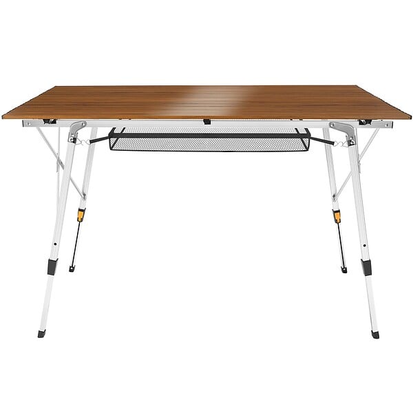 TECTAKE - Table pliante en aluminium Bastian, réglable en hauteur aspect bois - large