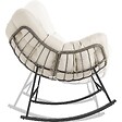 TECTAKE - Fauteuil à bascule rembourré motif matelassé beige structure en acier thermolaqué tressage rotin 93 x 99,5 x 89 cm - vignette