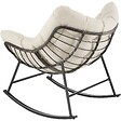 TECTAKE - Fauteuil à bascule rembourré motif matelassé beige structure en acier thermolaqué tressage rotin 93 x 99,5 x 89 cm - vignette