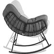 TECTAKE - Fauteuil à bascule rembourré avec motif matelassé gris anthracite en acier thermolaqué rotin robuste élégant - vignette