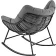 TECTAKE - Fauteuil à bascule rembourré avec motif matelassé gris anthracite en acier thermolaqué rotin robuste élégant - vignette