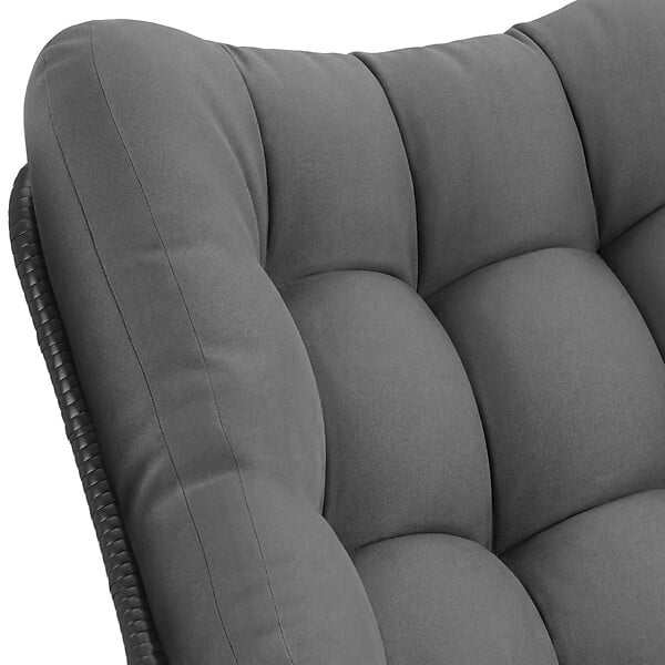 TECTAKE - Fauteuil à bascule rembourré avec motif matelassé gris anthracite en acier thermolaqué rotin robuste élégant - large