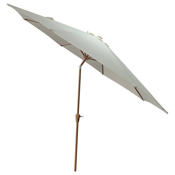 HAPPY GARDEN - Parasol droit HAPUNA rond 3,30m de diamètre beige et effet bois - large