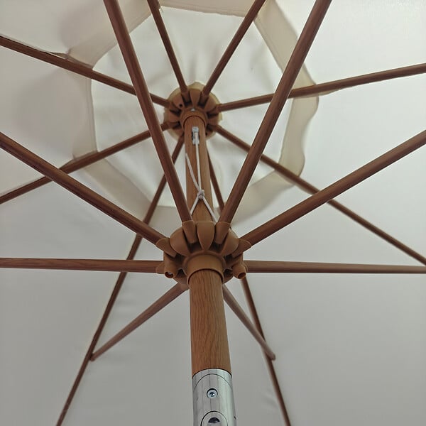 HAPPY GARDEN - Parasol droit HAPUNA rond 3,30m de diamètre beige et effet bois - large