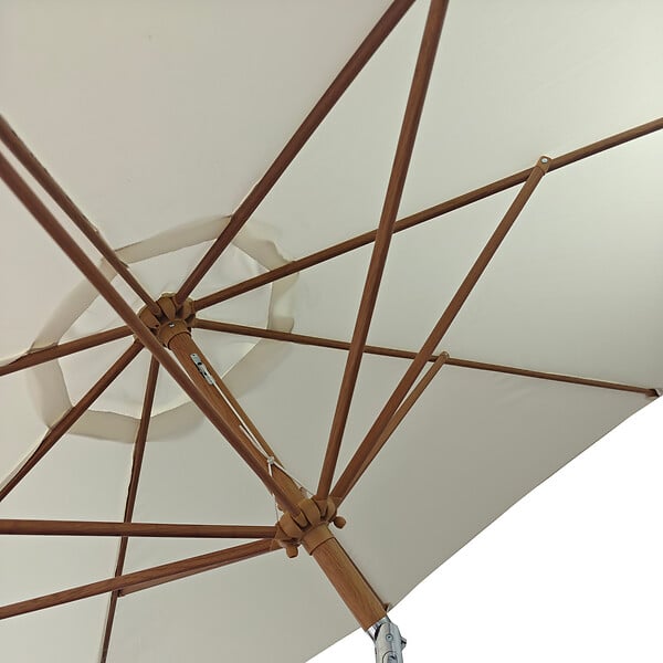 HAPPY GARDEN - Parasol droit HAPUNA rond 3,30m de diamètre beige et effet bois - large