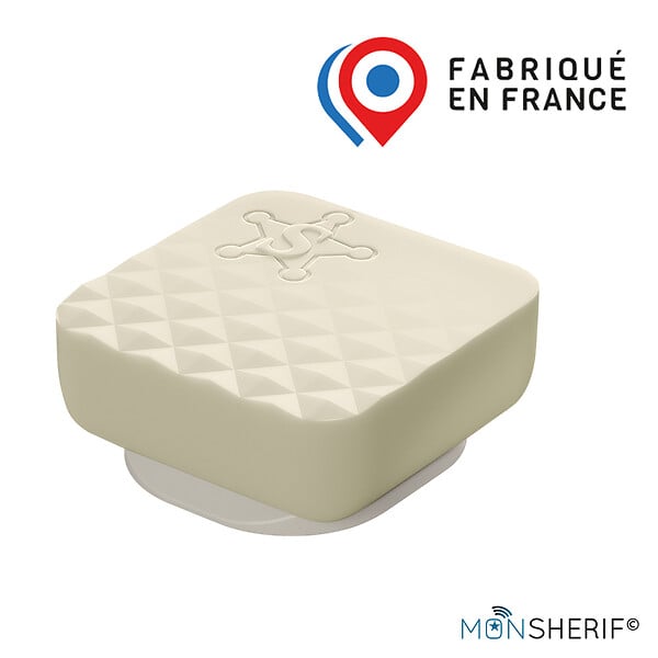 MONSHERIF - Bouton d'alerte connecté MONSHERIF Écru : Discrétion et efficacité pour votre sécurité et celle de vos proches - Application gratuite - Aucun abonnement - large