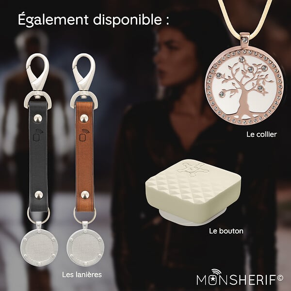MONSHERIF - MONSHERIF© Bouton d'alerte + bracelet : Application gratuite - Sans abonnement - large