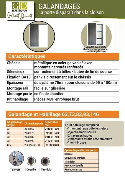 GD MENUISERIES - Porte Coulissante bois Frake 3 Panneaux H204 x L83 cm, Galandage, kit de finition - large
