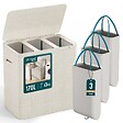 VOUNOT - Panier a linge 3 compartiments et sacs amovibles auto ajustant avec couvercle 170L Beige - vignette