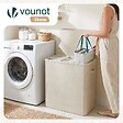 VOUNOT - Panier a linge 3 compartiments et sacs amovibles auto ajustant avec couvercle 170L Beige - vignette