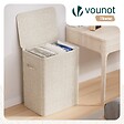 VOUNOT - Panier a linge 2 compartiments et sacs amovibles auto ajustant avec couvercle 150L Beige - vignette