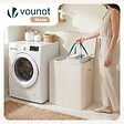 VOUNOT - Panier a linge 2 compartiments et sacs amovibles auto ajustant avec couvercle 150L Beige - vignette