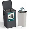 VOUNOT - Panier a linge 1 compartiment et sac amovible auto ajustant avec couvercle 90L Anthracite - vignette