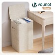 VOUNOT - Panier a linge 1 compartiment et sac amovible auto ajustant avec couvercle 90L Beige - vignette