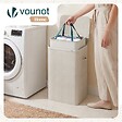 VOUNOT - Panier a linge 1 compartiment et sac amovible auto ajustant avec couvercle 90L Beige - vignette