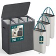 VOUNOT - Panier a linge 3 compartiments et sacs amovibles auto ajustant avec couvercle 170L Anthracite - vignette