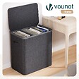 VOUNOT - Panier a linge 3 compartiments et sacs amovibles auto ajustant avec couvercle 170L Anthracite - vignette