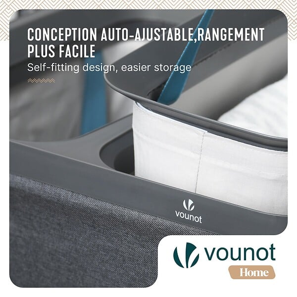 VOUNOT - Panier a linge 3 compartiments et sacs amovibles auto ajustant avec couvercle 170L Anthracite - large