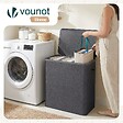 VOUNOT - Panier a linge 3 compartiments et sacs amovibles auto ajustant avec couvercle 170L Anthracite - vignette