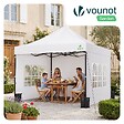 VOUNOT - Tonnelle de jardin renforcée 3x3m pliable Barnum avec 4 parois latérales et fenêtres blanc - vignette