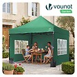VOUNOT - Tonnelle de jardin renforcée 3x3m pliable Barnum avec 4 parois latérales et fenêtres vert - vignette