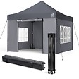VOUNOT - Tonnelle de jardin renforcée 3x3m pliable Barnum avec 4 parois latérales et fenêtres gris - vignette