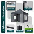 VOUNOT - Tonnelle de jardin renforcée 3x3m pliable Barnum avec 4 parois latérales et fenêtres gris - vignette