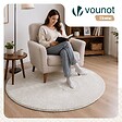 VOUNOT - Tapis de salon poils ras doux antiderapant ф120cm uni crème - vignette