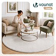VOUNOT - Tapis de salon poils ras doux antiderapant ф200cm uni crème - vignette