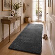 VOUNOT - Tapis de salon poils ras doux antiderapant 80x200cm uni anthracite - vignette