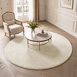 VOUNOT - Tapis de salon poils ras doux antiderapant ф160cm uni beige - vignette