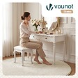 VOUNOT - Tapis de salon poils ras doux antiderapant ф160cm uni beige - vignette
