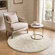 VOUNOT - Tapis de salon poils ras doux antiderapant ф120cm uni beige - vignette