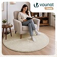 VOUNOT - Tapis de salon poils ras doux antiderapant ф120cm uni beige - vignette